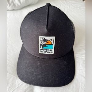 RVCA Black Trucker Hat with Sunset Logo